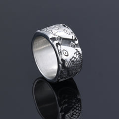 Stainless Steel Men's Animal Ring, Hip Hop Double Whale Men's Ring 2 pieces