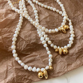 Pearl Necklace Natural Freshwater Pearl Vintage Love Metal Ball Pendant Clavicle Chain