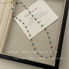 Collar de perlas de agua dulce color turquesa natural azul