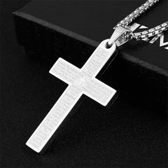 Stainless Steel Cross Scripture Neutral Style Hip Hop Pendant Necklace