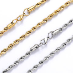 Hip hop plain chain titanium steel necklace stainless steel twist chain 3mm5mm multi-size