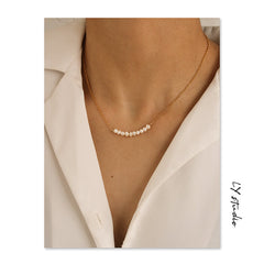 Freshwater natural real pearl necklace women's rice grain beaded collarbone chain necklace