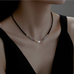 Freshwater pearl collarbone chain spring necklace women