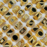 Gold Rhinestone Alloy Gold Plated Men's Ring