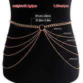 Multi-layer geometric waist chain for women