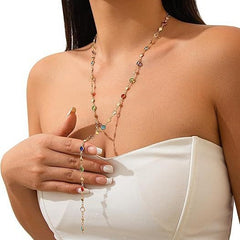Crystal metal collarbone chain necklace (Minimum purchase of 2 pcs)