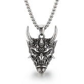 Samurai Mask Necklace Vintage Hip Hop Stainless Steel Sweater Chain Men