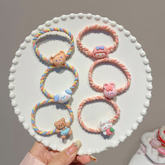 Cute cartoon headband rubber band women's hair rope high elasticity durable high ponytail hair band leather case children's headgear