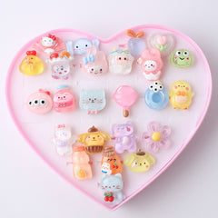 Children's jewelry version cute girl fruit cartoon character mixed ring Yiwu factory direct sales