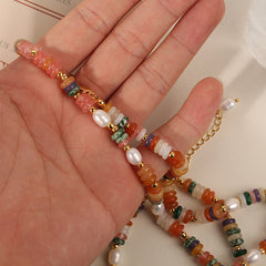 Collar de piedra natural de colores Collar de perlas naturales de agua dulce para mujer
