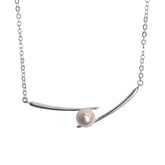 S925 Sterling Silver Crossed Bead Pearl Necklace One-Word Pendant Versatile Premium Clavicle Chain