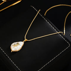 Baroque freshwater pearl necklace rose embellished brass silk necklace women