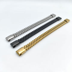 Pulsera de acero inoxidable con doble cadena de titanio para hombre