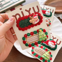 Yarn knitting Christmas children's hairpin (Minimum purchase 2 pcs)
