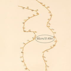 Golden/silver body chain, pentagram zircon pendant (Minimum purchase of 2 pcs)