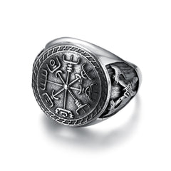 Stainless Steel Totem Ring, Double Axe Men's Titanium Steel Ring