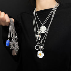 Collar de acero de titanio con colgante de aleación de hip-hop para hombre y mujer.