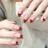 Burgundy Bow Christmas New Year Wear Nail Nail Ornament (Minimum purchase 50 pcs)