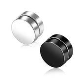 Magnet earclips earrings men's pierless black titanium steel earclips