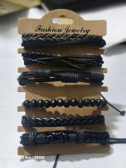 Cowhide hand rope men's hand-woven punk leather bracelet