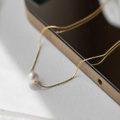 Natural Pearl Necklace Female Summer Clavicle Chain Titanium Steel