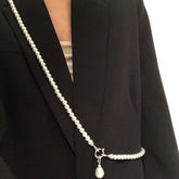 Pearl gyro necklace, suit sweater trim chain crossbody