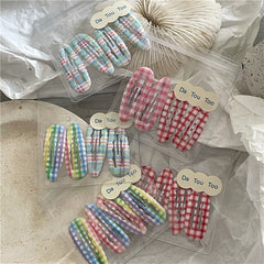 Children's hair accessories simple plaid hairpin girl baby cute floral clip water drop bangs clip