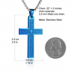 Stainless Steel Cross Scripture Neutral Style Hip Hop Pendant Necklace