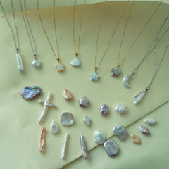 Natural Fritillary Pentagram Necklace Baroque Pearl Pendant Moon Special Shaped Water Drop Cross Necklace