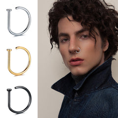 Stainless steel false perforated nose ring