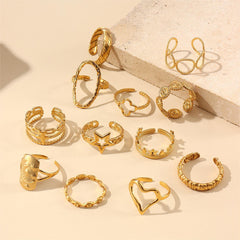 Wholesale Jewelry Retro Devil's Eye Star Heart Shape 304 Stainless Steel Open Rings