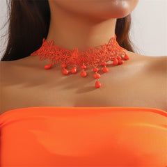 Collar con borlas de cristal blanco y negro, cadena para el cuello, cadena corporal para mujer, cadena sexy de encaje para el muslo