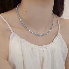 Collar de perlas de agua dulce naturales S925 para mujer, collar de plata esterlina con cuentas de colores de verano