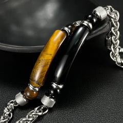 Stainless steel chain splicing tiger's eye titanium steel men's bracelet