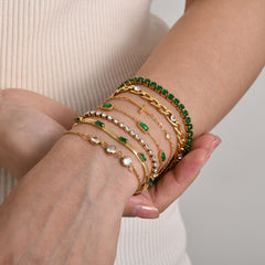 Heart Shape Titanium Steel Rhinestones Bracelets