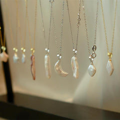 Natural Fritillary Pentagram Necklace Baroque Pearl Pendant Moon Special Shaped Water Drop Cross Necklace