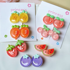 Cream Ice Through Stroke Fruit Hairpin Peach Watermelon Strawberry Cherry Hairpin Children's Bangs Side Clip Hair Accessories