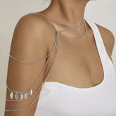 Multi-layer fringed metal chain, holiday style shoulder and neck chain, ethnic style body chain