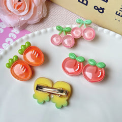 Cream Ice Through Stroke Fruit Hairpin Peach Watermelon Strawberry Cherry Hairpin Children's Bangs Side Clip Hair Accessories
