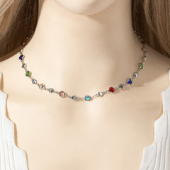 Colored round glass long necklace Y shaped body chain women