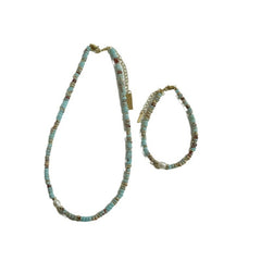 Collar de conchas naturales, pulsera de cuentas de colores, cadena de piedras naturales