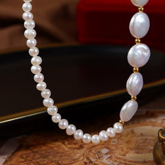 Natural Freshwater Pearl Necklace Baroque Button Clavicle Chain