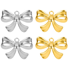 1 Piece 28*20mm 28*42mm 33*29mm 304 Stainless Steel 18K Gold Plated Bow Knot Polished Pendant