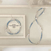 Collar de aguamarina natural imitada con cadena de clavícula de perla barroca
