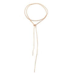 Metal fringed rhinestone necklace, simulated diamond claw chain and body chain