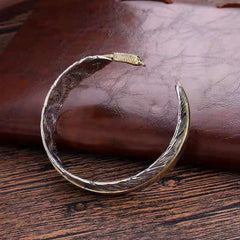 2 Pieces Vintage Men's Alloy Design Feather Bracelet Opening Adjustable Size