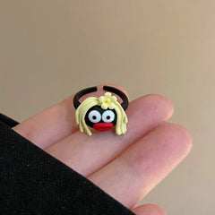 2 Pieces Cute cartoon drip open ring