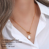Baroque Freshwater Pearl Necklace Stainless Steel Necklace Square Chain