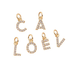 1 Piece 8*11.8mm Copper Zircon Letter Pendant
