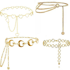 Fashion love waist chain set, retro metal moon star pendant body chain (Minimum purchase of 2 pcs)